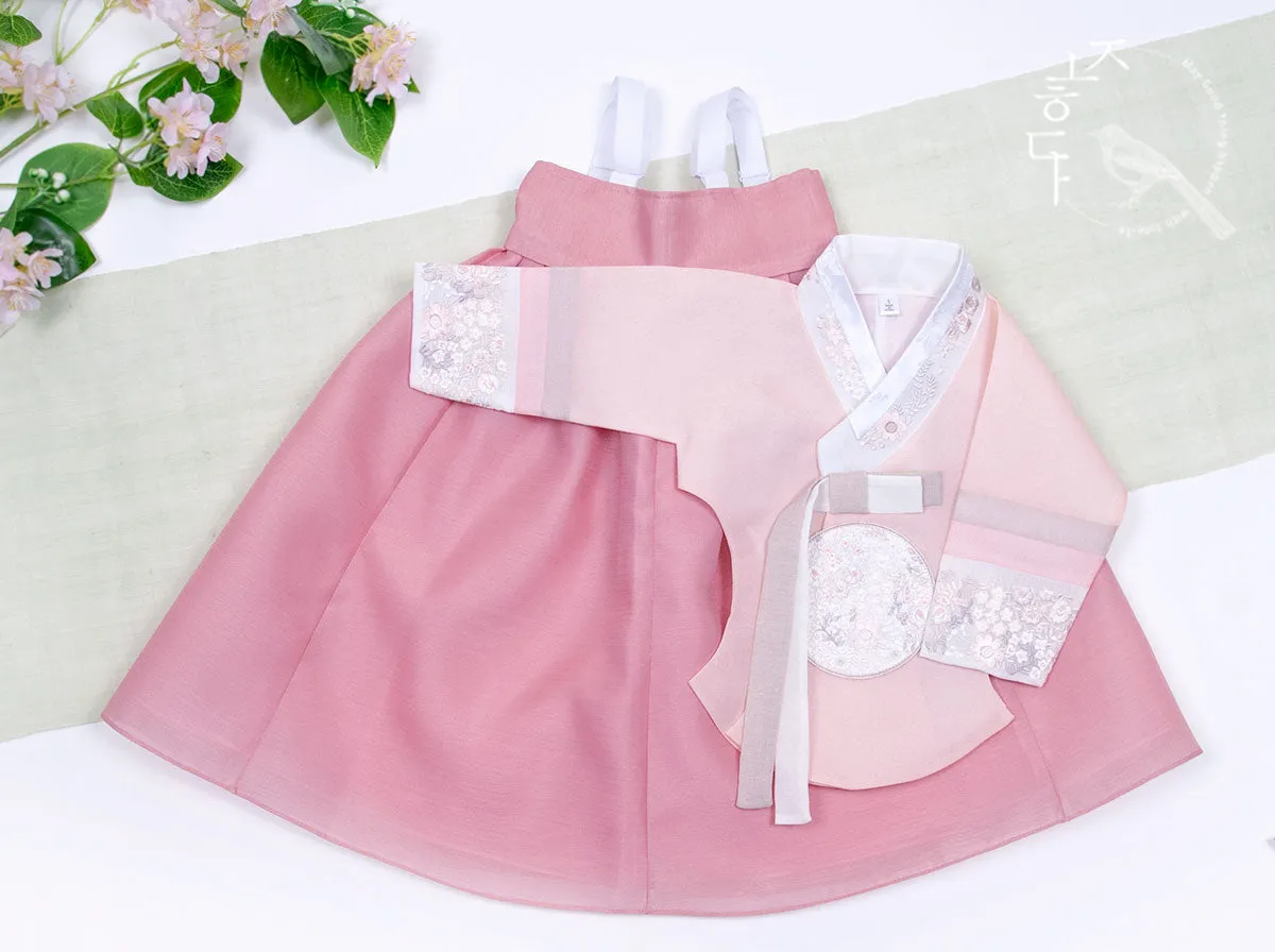 Wild Flower Baby Girl Hanbok in Light Pink & Pink