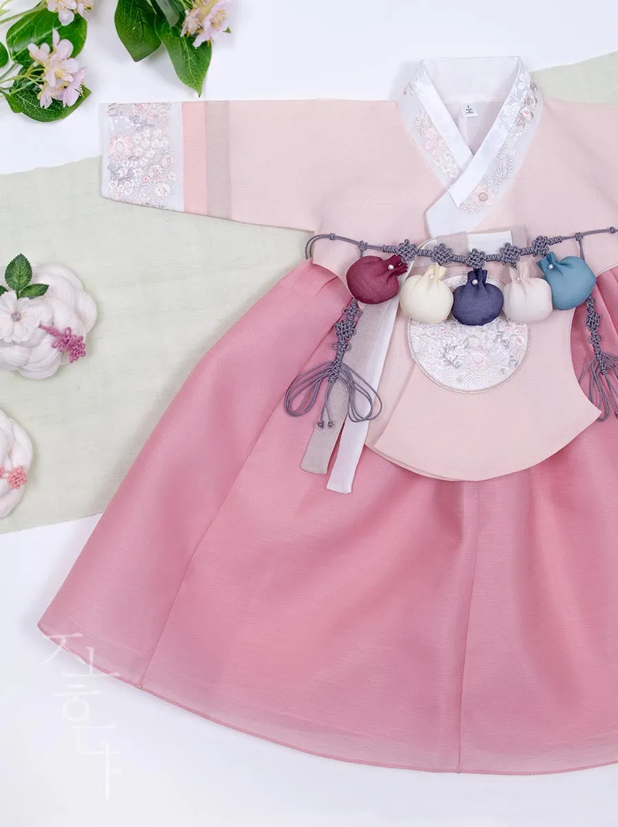 Wild Flower Baby Girl Hanbok in Light Pink & Pink