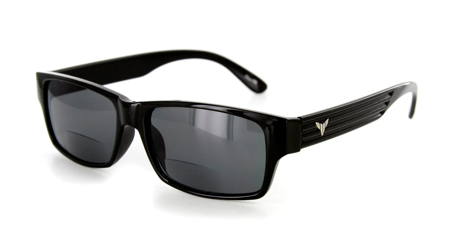 “Wings” Unisex Classic Rectangle Bifocal Reading Sunglasses with Stripes f