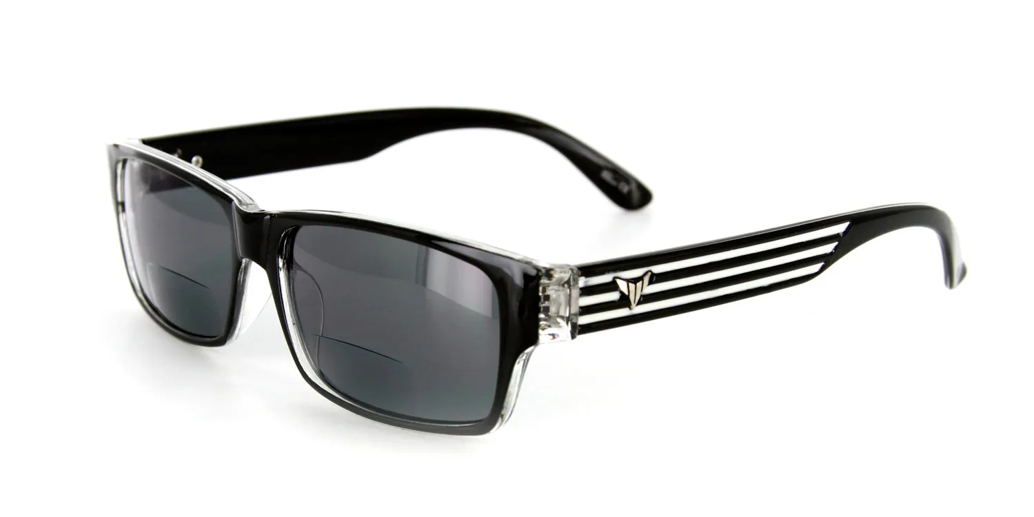 “Wings” Unisex Classic Rectangle Bifocal Reading Sunglasses with Stripes f