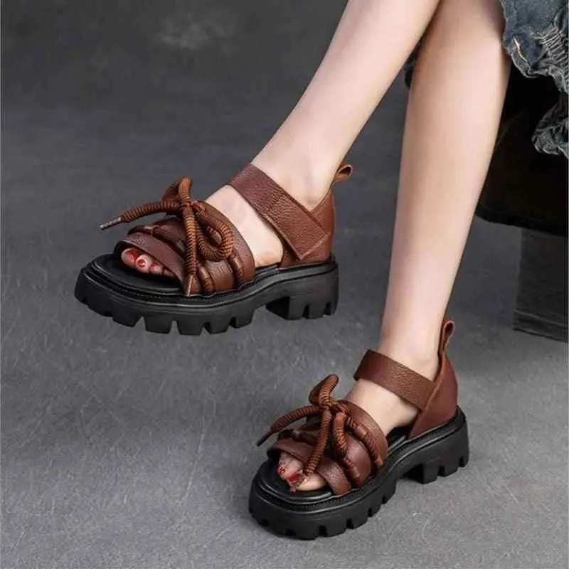 Women's Casual Shoes - Leather Wedges Sandals - TSS128