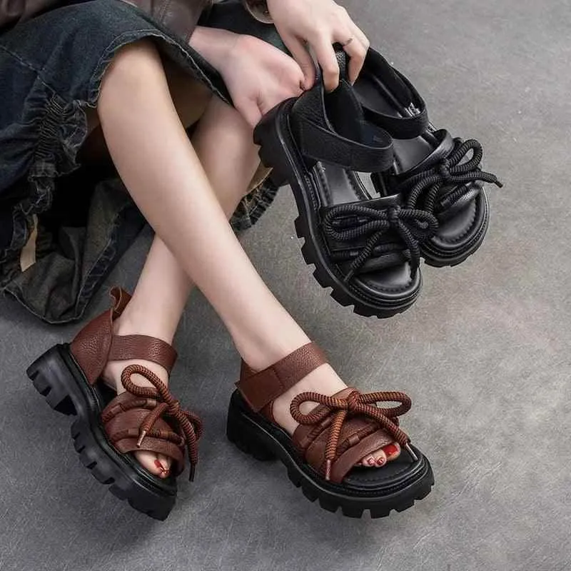 Women's Casual Shoes - Leather Wedges Sandals - TSS128