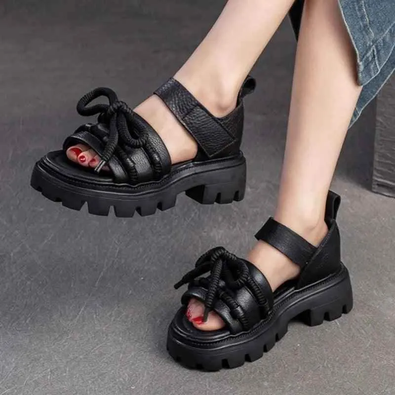 Women's Casual Shoes - Leather Wedges Sandals - TSS128