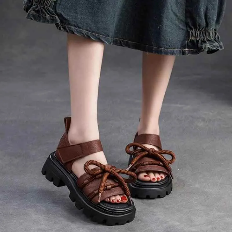 Women's Casual Shoes - Leather Wedges Sandals - TSS128