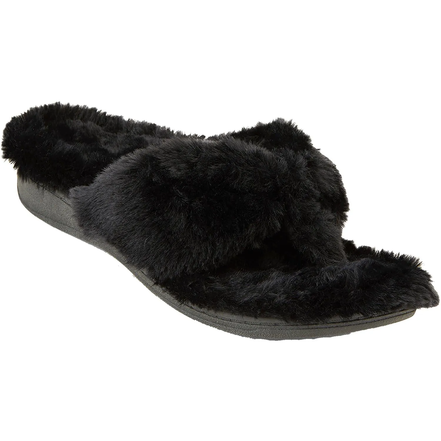 Women's Vionic Gracie Plush Black Faux Fur