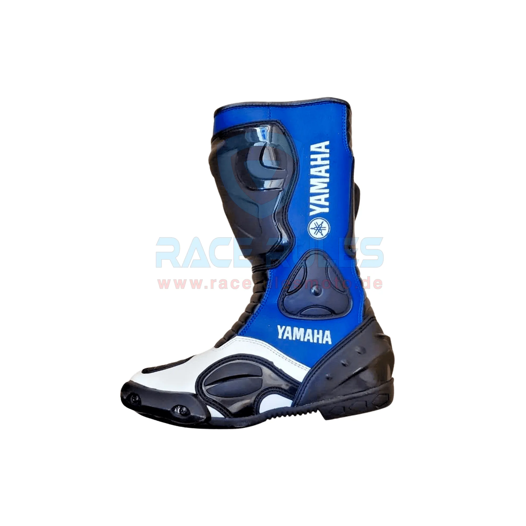 Yamaha Leather Motorcycle Boots White/Blue