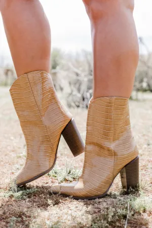 Yasmine Brown Snakeskin Booties FINAL SALE