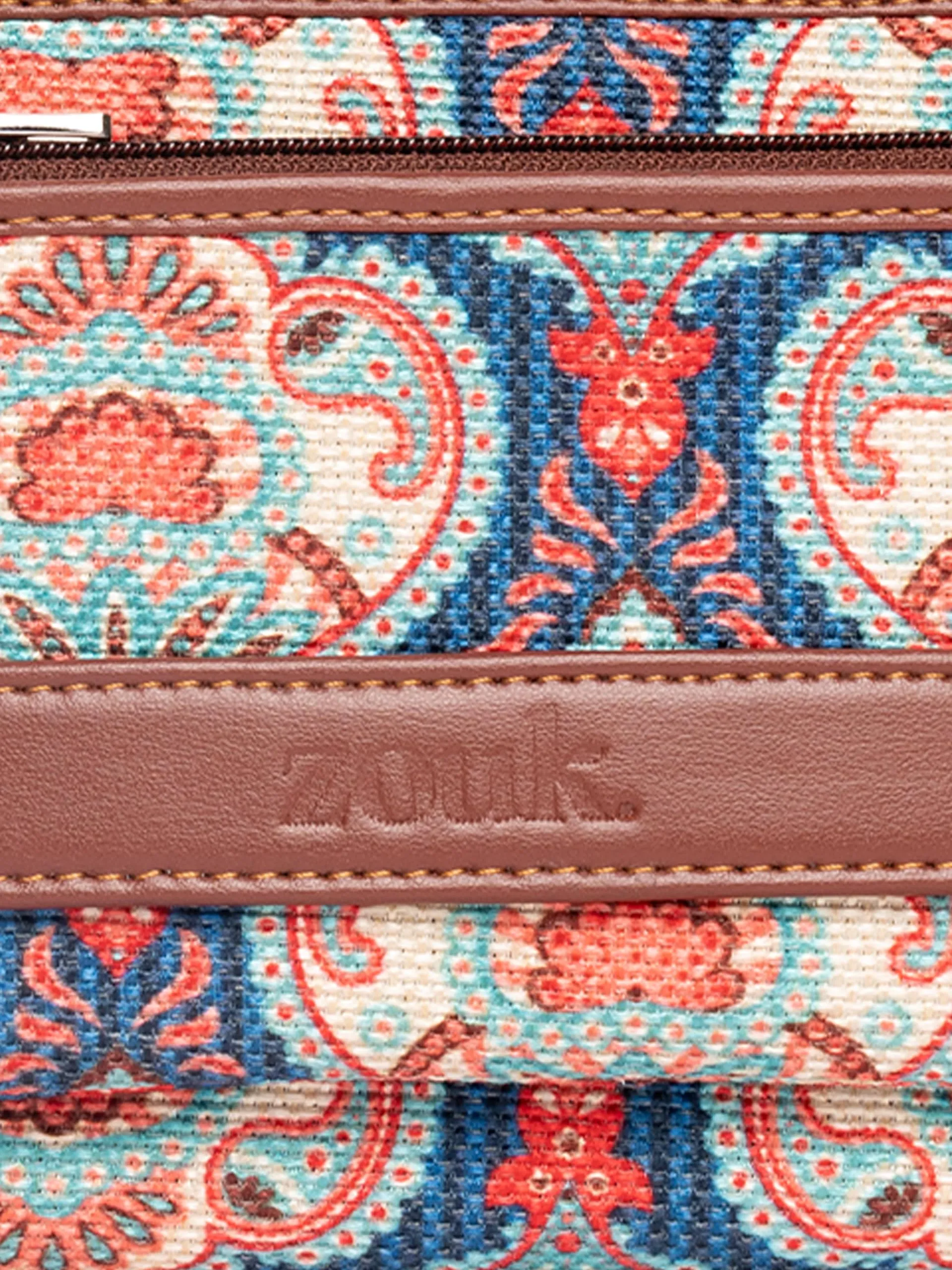 ZOUK Women's Vegan Leather and Jute Handmade Wallets with Mobile Phone Pocket (Multicolour)